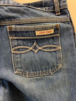 Mens, Jeans, CALVIN KLEIN, Blue, Cotton, Solid, 30/34, 5 Pockets,