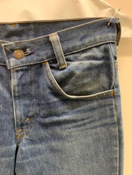 Womens, Jeans, LEVI'S, Denim Blue, Cotton, Faded, H:30, W:26, Zip Front, Button Closure, 4 Pockets, Flare