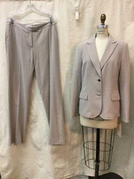 Womens, Suit, Jacket, CALVIN KLEIN, Beige, Polyester, Rayon, Solid, 8, Beige, Peaked Lapel, 2 Buttons,