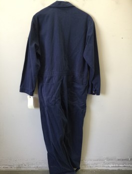 Mens, Coveralls Men, WEARGUARD, Navy Blue, Cotton, Solid, 42/44 , L Reg, Long Sleeves, Snap Front, Collar Attached, 4 Pockets on Front, 2 Rear Pocket,