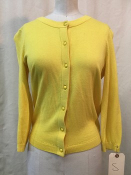 KATE SPADE, Yellow, Cotton, Silk, Solid, Yellow, Button Front, Bow on Back of Neck