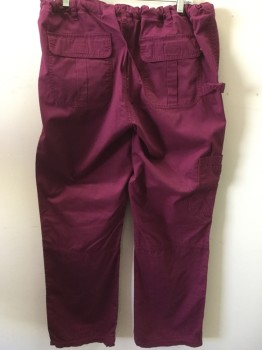 KOI, Raspberry Pink, Cotton, Solid, Elastic/drawstring Waist, Cargo Style Pockets