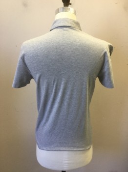MICHAEL KORS, Heather Gray, Cotton, Short Sleeves, Jersey Knit, 3 Buttons, Collar Attached