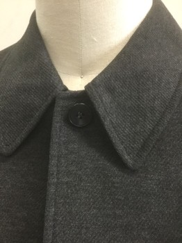 PRONTO UOMO, Charcoal Gray, Viscose, Polyester, Solid, Shirt Jacket, 5 Buttons, Long Sleeves, Collar Attached, Black Satin Lining