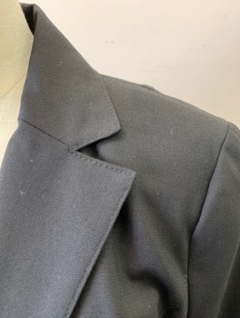 A PEA IN THE POD, Black, Wool, Spandex, Solid, Maternity, Single Breasted, Notched Lapel, 1 Button, Empire Waist, Slightly Stretchy Material