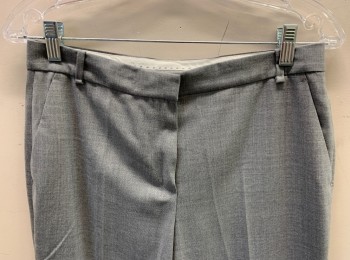 MASSIMO DUTTI, Gray, Wool, Solid, High Waist, Straight Leg, Zip Fly, 4 Pockets, Belt Loops