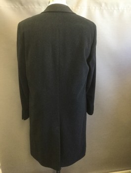 Mens, Coat, Overcoat, HUGO BOSS, Black, Wool, Nylon, Solid, 46, Single Breasted, Notched Lapel, 3 Buttons, 2 Welt Pockets
