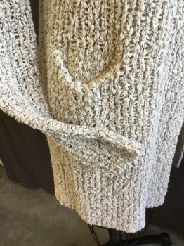 Womens, Sweater, JOIE, Off White, Heather Gray, Cotton, Acrylic, 2 Color Weave, S, Open Front, 2 Pockets Bottom, Long Sleeves,
