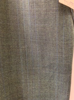 N/L, Green, Black, Wool, Glen Plaid, Flat Front, 4 Pockets, Stain on Front Fly, Has Mended Hole in Back