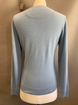 Mens, Pullover Sweater, NORDSTROM, French Blue, Cashmere, Solid, M, L/S, V Neck
