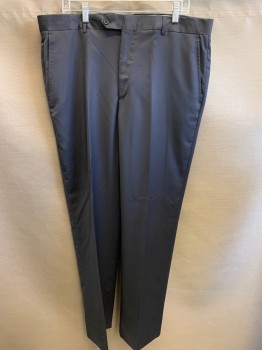 Mens, Suit, Pants, E ZEGNA, Navy Blue, Wool, Silk, Solid, 38/34, F.F, Button Tab,