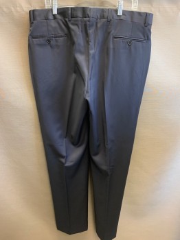 Mens, Suit, Pants, E ZEGNA, Navy Blue, Wool, Silk, Solid, 38/34, F.F, Button Tab,