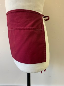 NO LABEL, Red Burgundy, Poly/Cotton, Solid, 3 Pockets, Waist Ties,