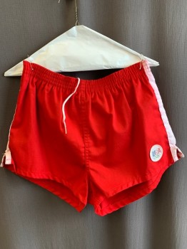 Mens, Shorts, LEVIS, Red, White, Polyester, Cotton, Solid, W.34, Athletic Shorts, White Strip Down Leg