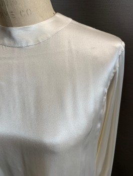 CHARVET, Ivory White, Silk, Solid, L/S, Button Back, Coverred Placket, French Cuffs, Band Collar