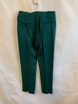 Mens, Pants, N/L, Green, Cotton, Solid, Stripes, 30/32, F.F, 4 Pockets, Gold Thread Woven In