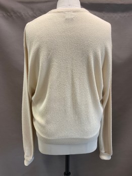 ARNOLD PALMER, Cream, Wool, Solid, CARDIGAN, V-N, Button Front,