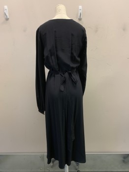 PAMELA BARISH, Black, Polyester, Solid, V-N, L/S, Wrap Style