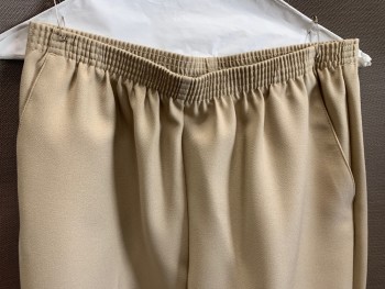 Womens, Pants, ALFRED DUNNER, Beige, Polyester, Solid, W: 27, 6p, Elastic Waist Band, Side Pockets, Creased