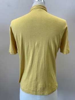 Mens, Polo Shirt, NO LABEL, Yellow, Polyester, Cotton, Solid, M, S/S, C.A., 2 Buttons, Chest Pocket