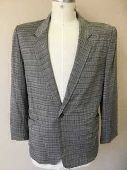 KLIP KLOP, Gray, Charcoal Gray, Lt Gray, Rayon, Linen, Diamonds, Single Breasted, Notched Lapel, 1 Button, 3 Pockets, Retro 1950's-1960's Look, is Actually 1980's