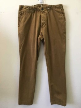 BILLY REID, Tobacco Brown, Cotton, Solid, Flat Front, Zip Fly, 5 Pocket,