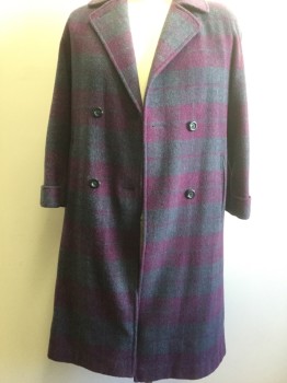 Womens, Coat, ALORNA, Purple, Slate Gray, Wool, Color Blocking, Petite, Large, Cuffed Sleeves, Purple Lining, Black Buttons,