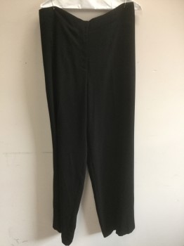 Womens, Slacks, ANNE FONTAINE, Black, Synthetic, Solid, W34, 16, In34, Flat Front, No Waistband, 2 Side Pockets, Back Belt Loops, Back Pocket