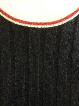 Womens, Pullover, JOIE, Midnight Blue, Red, White, Lycra, Cotton, Solid, Stripes - Pin, XS, Crew Neck, White/red Stripe Collar, Short Sleeve, Ribbed, Knit