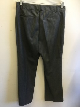 Womens, Suit, Pants, ANNE KLEIN, Gray, Off White, Polyester, Wool, Stripes - Pin, W33, 8, Flat Front, Pockets