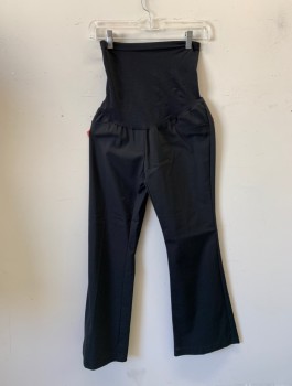 Womens, Maternity, A PEA IN THE POD, Black, Wool, Spandex, Solid, S, Maternity, Stretchy Panel at Waist, Flared Leg, Faux/Non Functional Pockets