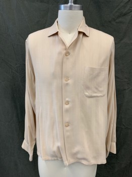 WINGS, Taupe, Cotton, Solid, Stripes - Shadow, Button Front, Collar Attached, Long Sleeves, Button Cuff, 1 Pocket, Button Loop at Neck