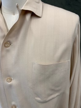 Mens, Shirt, WINGS, Taupe, Cotton, Solid, Stripes - Shadow, 15.5, 15-, Button Front, Collar Attached, Long Sleeves, Button Cuff, 1 Pocket, Button Loop at Neck