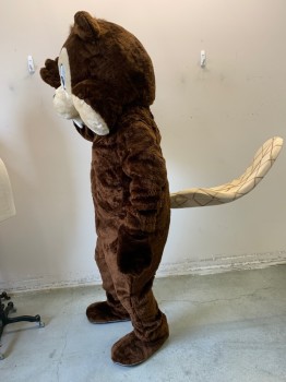 Unisex, Walkabout, MARYLEN, Brown, Synthetic, Solid, Medium, Beaver, 4 Pieces, Brown Furry Jumpsuit, Velcro Center Back, Tail Goes on First.