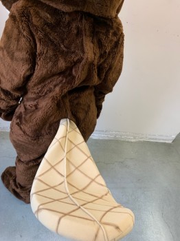 MARYLEN, Brown, Synthetic, Solid, Beaver, 4 Pieces, Brown Furry Jumpsuit, Velcro Center Back, Tail Goes on First.