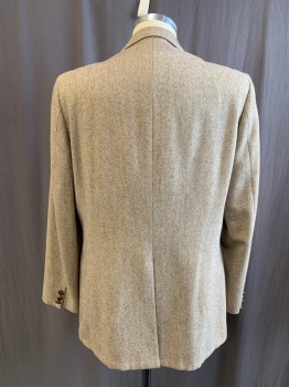 DIMITRI, Brown, Tan Brown, Wool, Tweed, Single Breasted, Collar Attached, Notched Lapel, 3 Patch Pockets