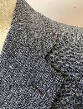 Mens, 1920s Vintage, Suit, Jacket, N/L, Slate Gray, Lt Gray, Wool, Herringbone, W:36+, 42S, I:30, Single Breasted, Notched Lapel, 2 Buttons, 3 Pockets, Gray Lining,
