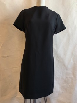Womens, Dress, Short Sleeve, THEORY, Black, Acetate, Polyester, Solid, 4, Darted High Neck, Zip Back, 2 Hip Pckt At Side Seams