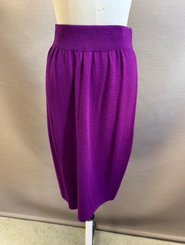 Womens, Skirt, NL, Purple, Acrylic, W: 24, Knit, Wide Waistband, Hem at Knee