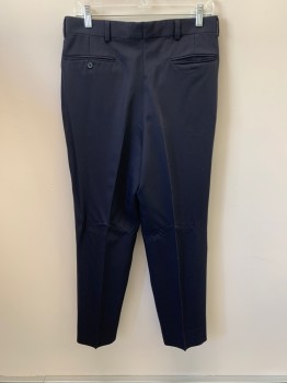 GIANPAULO, Navy Blue, Wool, Solid, Slant Pockets, Zip Front, Pleated Front, 2 Back Pockets