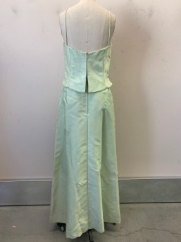 Womens, Evening Gown, Fanney's, Mint Green, Polyester, Cotton, Solid, W24, B32, Spaghetti Strap, Front Bow with Fringe Trim, Back Zipper,