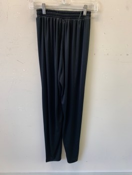 PELLINI, Black, Polyester, Solid, Stretchy, Elastic Waist with Non-Elastic Panel at CF, High Waist, Tapered Leg, No Pockets
