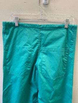Unisex, Scrub, Pants Unisex, FASHION SEAL, Teal Green, Poly/Cotton, Solid, XS, Drawstring Waist With Light Green Drawstring, 1 Patch Pocket In Back
