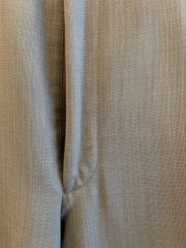 JACK VICTOR, Khaki Brown, White, Wool, 2 Color Weave, Side Pockets, Zip Front, Pleated Front, Cuffed, 2 Welt Pockets at Back *Small Stain on Zip Fly Hole Under Right Pocket