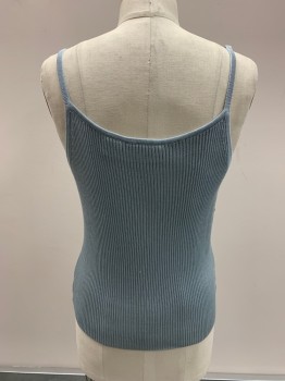 Womens, Tank Top, PREVIEW, Lt Gray, Silk, B32, S, Square Neckline, Sleeveless, Ribbed