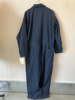 Dickies, Dk Blue, Cotton, Solid, Coveralls, L/S, Zip Frogs & Loops,  W/snaps, 2 Patch Pockets Chest And 2 Seamed Pockets Front Pants With/ 2 Patch Pocket Back