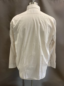 Mens, Shirt, JEFF BRENTON, Beige, Purple, Poly/Cotton, Stripes - Pin, 35, 16.5/, C.A., Button Front, L/S, 1 Pocket