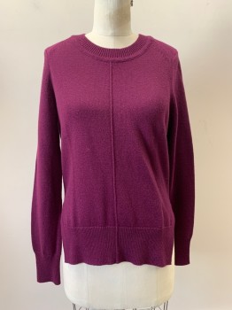 Womens, Pullover, ISABEL ETOILE MARANT, Purple, Cotton, Wool, Solid, S, L/S, Crew Neck, Center Seam, Side Slits