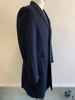 Mens, Coat, Overcoat, UNIQLO, Black, Wool, Cashmere, Solid, M, 3 Buttons, Single Breasted, Notched Lapel, 2 Top Pockets,