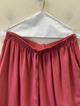 Womens, Casual Pants, ALFRED DUNNER, Mauve Pink, Rayon, Solid, Sz.16, Gauze, Elastic And Drawstring Waist, Relaxed Legs Slightly Tapered At Hem, 2 Side Pockets